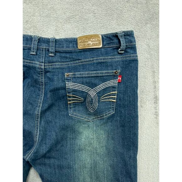 August Jeans Womens Size 38 Blue Faded Embroidered - Picture 7 of 7